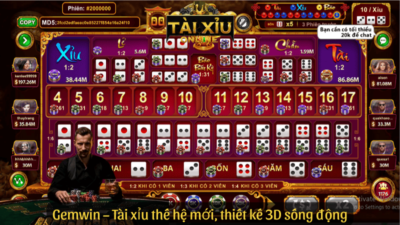 Gemwin – Tài xỉu thế hệ mới, thiết kế 3D sống động