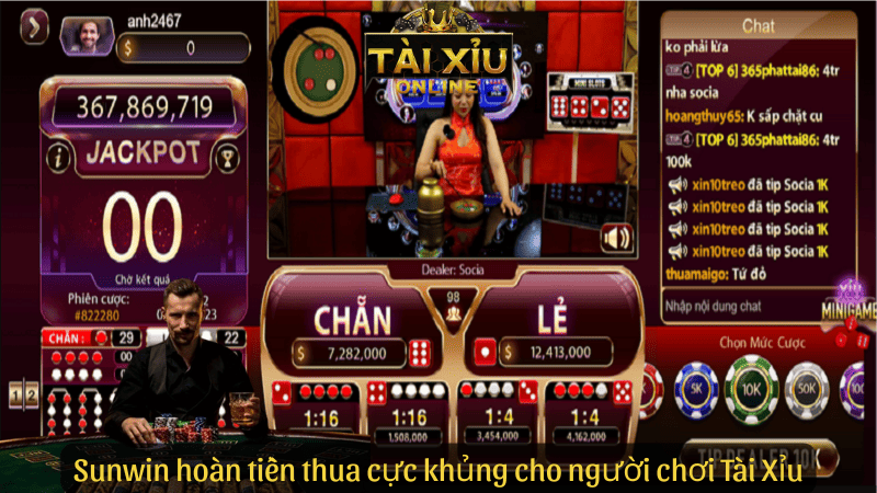 Sunwin hoàn tiền thua cực khủng cho người chơi Tài Xỉu