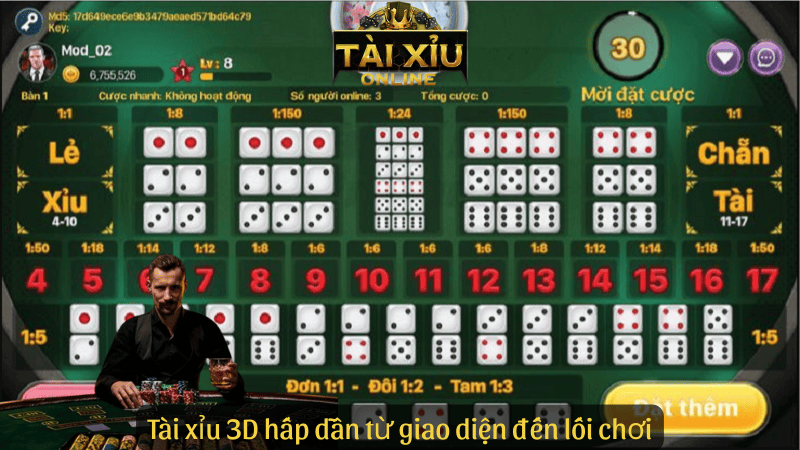Tài xỉu 3D hấp dẫn từ giao diện đến lối chơi